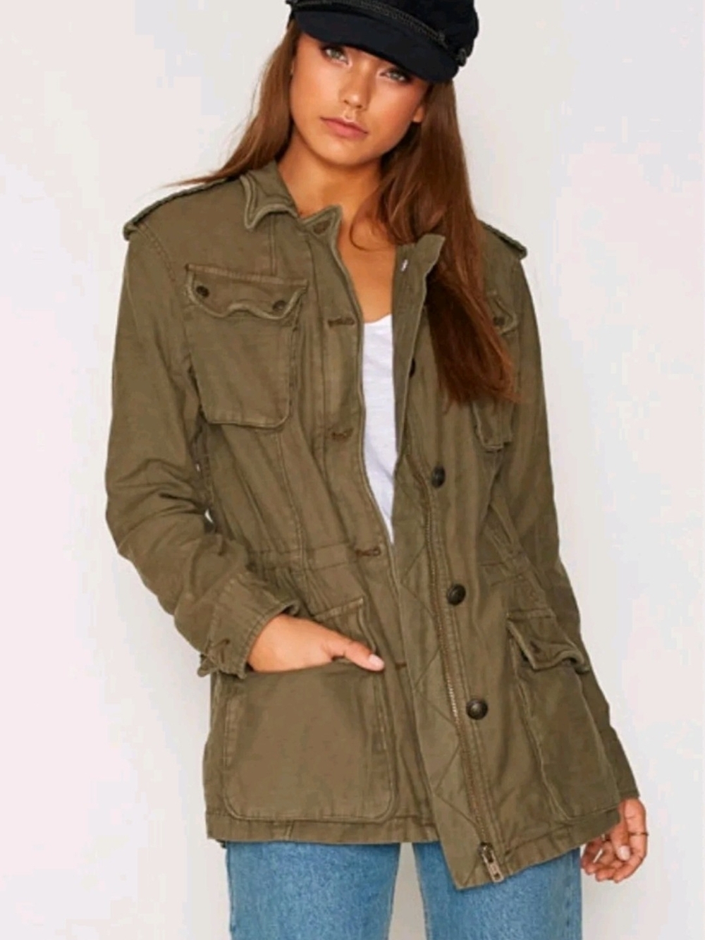 Free People "Not Your Brother's Surplus Olive Green Military Field Jacket - Picture 4 of 4